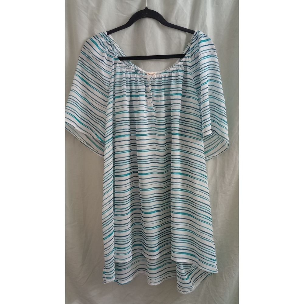 Faded Glory Semi Sheer Top Striped Flowy Lightweight Size 4X